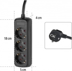 Мережевий подовжувач Hama 3XSchuko 3G*1.5мм 5м Black 00108843
