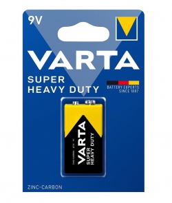 Батарейка Varta Super Heavy Duty угольно-цинковая 6F22 (6LR61, MN1604, MX1604 ,Крона) блистер, 1 шт 02022101411