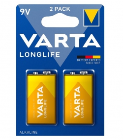 Батарейка Varta Longlife лужна 6LR61(6LF22, MN1604, MX1604, Крона) блістер, 2 шт 04122101412