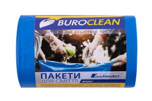 Пакети для сміття 60л/40 шт, міцні, сині 600х800мм, 21мкм BuroClean EuroStandart Buroclean 10200037