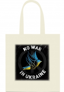 Еко-сумка з патріотичним принтом "No war in Ukraine" біла 14_Bwhite