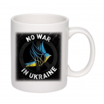 Чашка с патриотическим принтом "No war in Ukraine" белая 14_Cwhite
