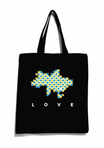 Эко-сумка с патриотическим принтом "Love Ukraine" черная 15_Bblack