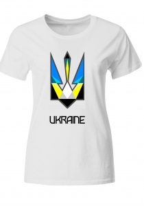 Футболка с патриотическим принтом "Герб Ukraine" женская белая 20_WTwhite