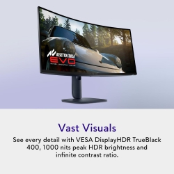 Монітор DELL 34&quot; AW3425DW 2xHDMI, DP, USB, QD-OLED, 3440x1440, 21:9, 240Hz, 0.03ms, DCI-P3 99.3%, CURVED, G-SYNC, FreeSync, AdaptiveSync, HAS, HDR TrueBlack 400 210-BRTW