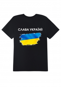 Футболка с патриотическим принтом "Слава Украина" мужская черная 23_MTblack