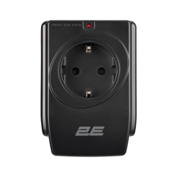 Адаптер сетевой 2E 1xТипF, 16A, 2xUSB-A, фильтр, чёрный 2E-AD120U