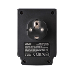 Адаптер сетевой 2E 1xТипF, 16A, 2xUSB-A, фильтр, чёрный 2E-AD120U