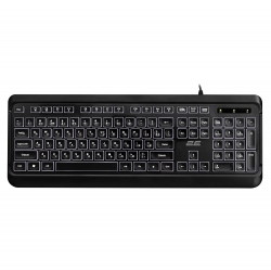 Клавіатура мембранна 2E KS120 104key, USB-A, EN/UK, White LED, чорний 2E-KS120UB_UA