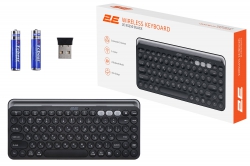 Клавиатура мембранная 2E KS250 84key, WL/BT, EN/UK, чёрно-серый 2E-KS250WBK_UA