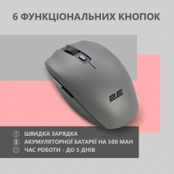 Мышь 2E MF2030 Rechargeable, WL, серый 2E-MF2030WG