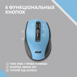 Миша 2E MF250 Silent, WL, синій 2E-MF250WBL