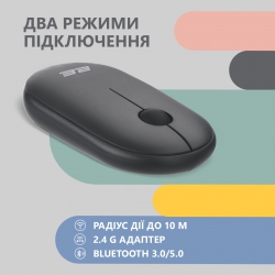 Миша 2E MF300 Silent, WL/BT, графітово-чорний 2E-MF300WBK