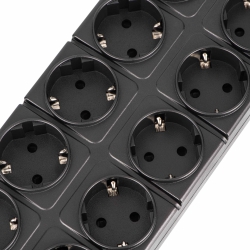 Подовжувач мережевий 2E 3м, 10xТипF, 16A, 3xUSB-A, 1xUSB-C, фільтр, чорний 2E-SP10M3USBBK