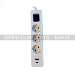 Подовжувач-фільтр мережевий 2E 3xТип F, 3x1.5мм кв, 16A, 1xUSB-A, 1xUSB-C, з захистом від перенапруги, 3м, білий 2E-SP315M3USBWH