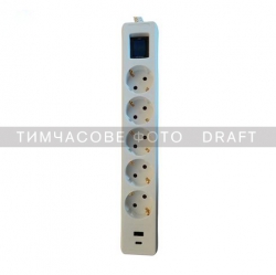 Удлинитель-фильтр сетевой 2E 5xТип F, 3x1.5мм кв, 16A, 1xUSB-A, 1xUSB-C, с защитой от перенапряжения, 3м, белый 2E-SP515M3USBWH