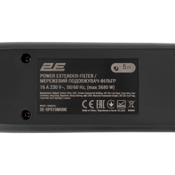 Удлинитель сетевой 2E 5м, 5xТипF, 16A, фильтр, чёрный 2E-SP515M5BK