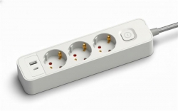 Подовжувач мережевий 2E TwoColors 1.5м, 3xТипF, 16A, 2xUSB-C, 1x USB-A, біло-чорний 2E-U03ESU31.5WB