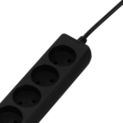 Удлинитель сетевой 2E 3м, 5xТипC, 10A, чёрный 2E-U05M3BK
