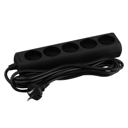 Удлинитель сетевой 2E 3м, 5xТипC, 10A, чёрный 2E-U05M3BK