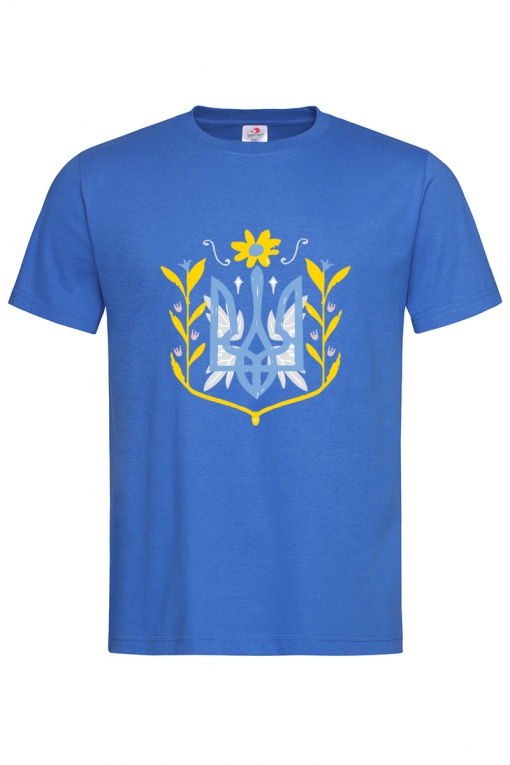 Футболка с патриотическим принтом "Герб Украины 3" мужская синяя 31_MTblue
