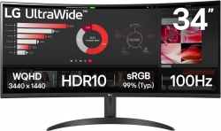 Монітор LG 34&quot; 34WR50QK-B 2xHDMI, DP, Audio, VA, 3440x1440, 21:9, 100Hz, sRGB 99%, CURVED, FreeSync, HDR10