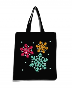 Еко-сумка з новорічним принтом "Сніжинки" чорна 48_Bblack