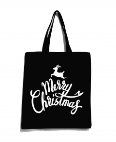 Еко-сумка з новорічним принтом "Merry Christmas" чорна 50_Bblack