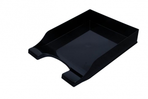 Лоток пластиковый для бумаг горизонтальный "Симметрия", черный Арника 80803