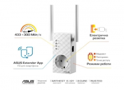 Повторитель Wi-Fi сигнала ASUS RP-AC53 AC750 1xFE LAN ext. ant x2 розетка 90IG0360-BM3000