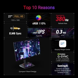 Монитор Asus 27&quot; ROG Strix XG279CNS HDMI, DP, USB-C, IPS, 380Hz, 0.3ms, sRGB 110%, AdaptiveSync, Pivot, HDR400 90LM0AW0-B01371