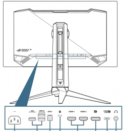Монітор Asus 26.5" ROG Swift PG27UCDM 2xHDMI, DP, USB-C, 3xUSB, QD-OLED, 3840x2160, 240Hz, 0.03ms, DCI-P3 99%, FreeSync, Pivot, HDR400 90LM0B30-B01971
