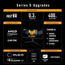 Монитор Asus 34" TUF Gaming VG34WQL5A 2xHDMI, 2xDP, 4xUSB, MM, VA, 3440x1440, 21:9, 200/400Hz, 1ms, sRGB 120%, CURVED, FreeSync, HAS, HDR400 90LM0CI1-B01171