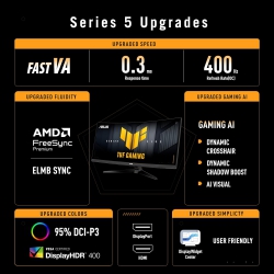 Монитор Asus 34" TUF Gaming VG34WQ5A 2xHDMI, 2xDP, 2xUSB, MM, VA, 3440x1440, 21:9, 200/400Hz, 0.5ms, DCI-P3 95%, CURVED, FreeSync, HDR400 90LM0CP1-B01171
