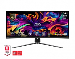 Монітор MSI 34" MAG 341CQP 2xHDMI, DP, USB-C, 2xUSB, QD-OLED, 3440x1440, 21:9, 175Hz, 0.03ms, sRGB 139%, CURVED, FreeSync, HAS, HDR400 9S6-3DD04T-031
