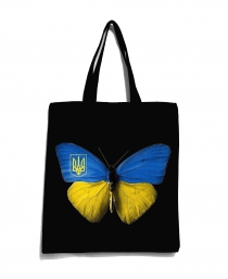 Еко-сумка з патріотичним принтом "жовто-блакитний метелик" чорна 9_Bblack