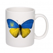 Чашка с патриотическим принтом "желто-голубая бабочка" белая 9_Cwhite