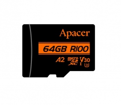Карта пам'яті Apacer microSD  64GB C10 UHS-I U3 A2 R100/W80MB/s + SD AP64GMCSX10U8-R