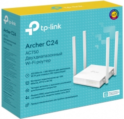 Маршрутизатор TP-LINK ARCHER C24 AC750 4xFE LAN 1xFE WAN ARCHER-C24