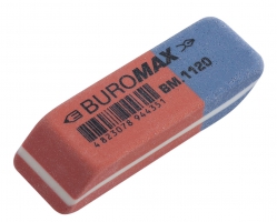 Гумка подвійна з абразивною частиною S, 42x14x8 мм, синт.каучук, червоно-синя Buromax BM.1120