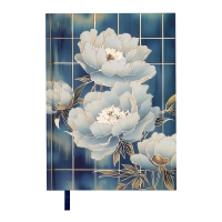 Дневник недатированный полиграфический PEONY, A5, голубой, 336 стр. Buromax BM.20170-14