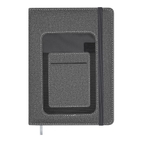 Щоденник недатований COMBI, A5, сірий, штуч.шкіра/поролон, 336 стор Buromax BM.20500-09