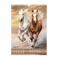 Календар настінний 2026 р., А3, 1 пружина, Horses Buromax BM.210601