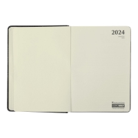 Дневник датированный 2024 VIENNA, A5, черный, штуч. кожа/поролон Buromax BM.2111-01