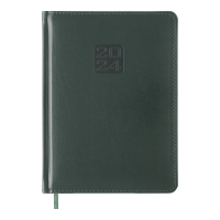 Дневник датированный 2024 BRAVO, A5, зеленый, штуч. кожа/поролон BuromaxBM.2112-04