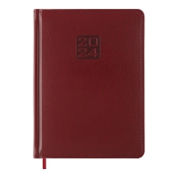 Дневник датированный 2024 BRAVO, A5, темно-красный, штуч. кожа/поролон Buromax BM.2112-13
