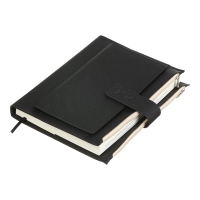 Дневник датированный 2026 ENIGMA, A5, черный, штуч. кожа/поролон Buromax BM.2113-01