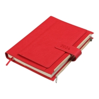 Дневник датированный 2024 ENIGMA, A5, красный, штуч. кожа Buromax BM.2113-05