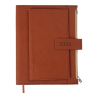 Дневник датированный 2024 ENIGMA, A5, коричневый, штуч. кожа/поролон Buromax BM.2113-25