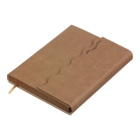 Щоденник датований 2026 CHARME, A5, бежевий, штуч.шкіра Buromax BM.21146-28